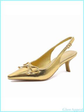 Women's 2 Inch Kitten Heel Slingback Pointed Toe Pump